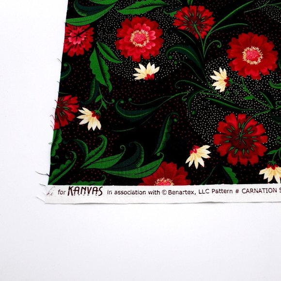 Carnation Spray Fat Quarter Fabric Square 100% Cotton 18" x 21" Minimum Kanvas - Picture 3 of 7